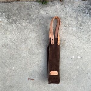 Brown and Tan Leather Wine Tote